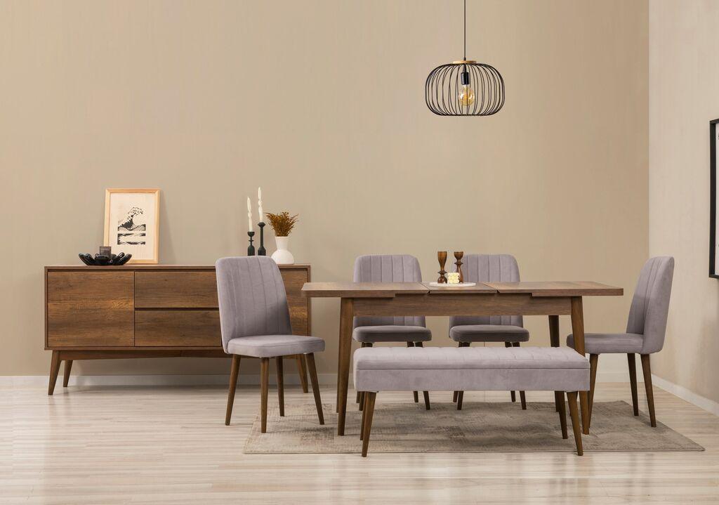 Трпезариски сет Hanah Home, клупа Vina 04 0701, 6 дела, сива