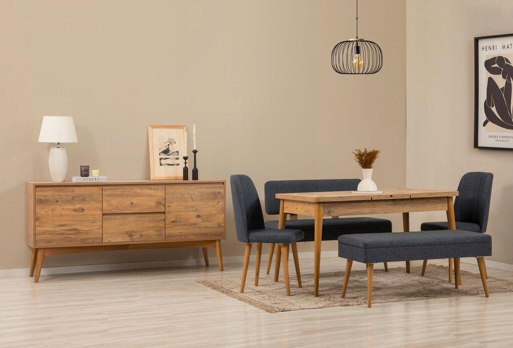 Трпезариски сет Hanah Home, клупа Vina 03 0900, 7 дела, беж