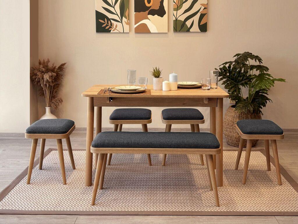 Трпезариска маса и столчиња Hanah Home Гарнитура Vina Mini 06 0701, светло сива