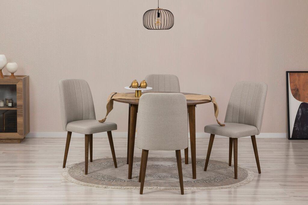 Hanah Home Комплет трпезариска маса и 4 трпезариски столчиња Vinah 0701, сива