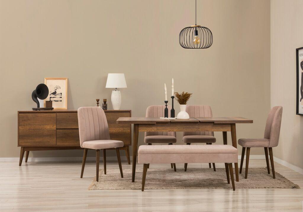 Трпезариски сет Hanah Home, клупа Vina 04 1048, 6 дела, темно сива