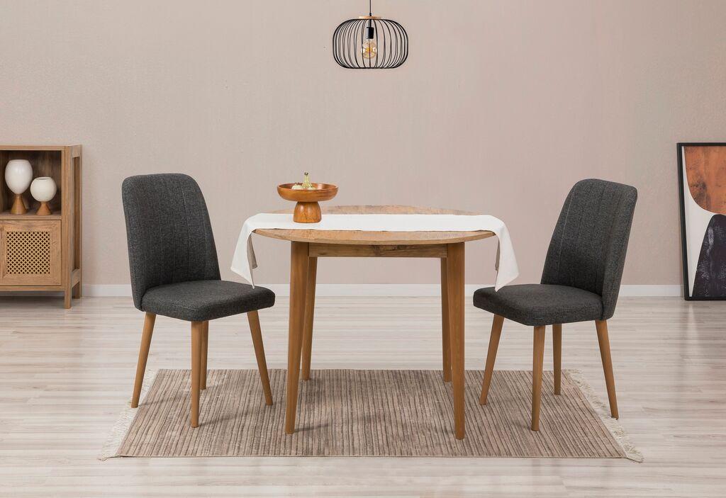 Трпезариска маса Hanah Home Set и 2 трпезариски столчиња Vinah 1053, даб