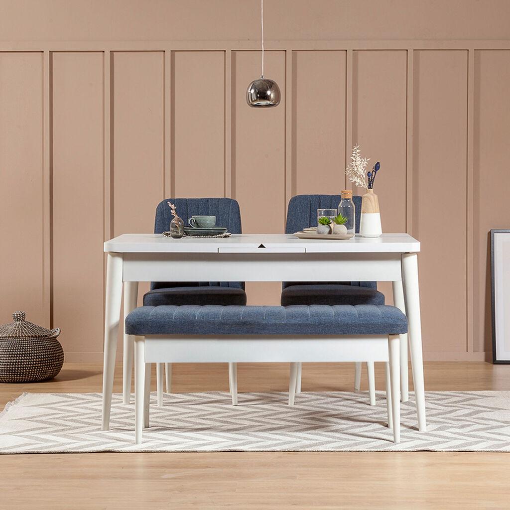 Hanah Home Set Трпезариска маса, 2 трпезариски столчиња и клупа Vina 1053 3, црна
