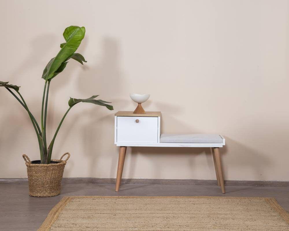 Боемска клупа Hanah Home, 55x150x2,2 см, бела