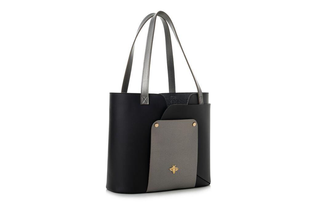 Женска чанта Lucky Bees 1292, црна и сива