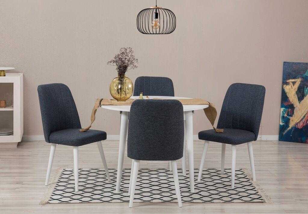 Hanah Home Комплет трпезариска маса и 4 трпезариски столчиња Vinah 0701, сива