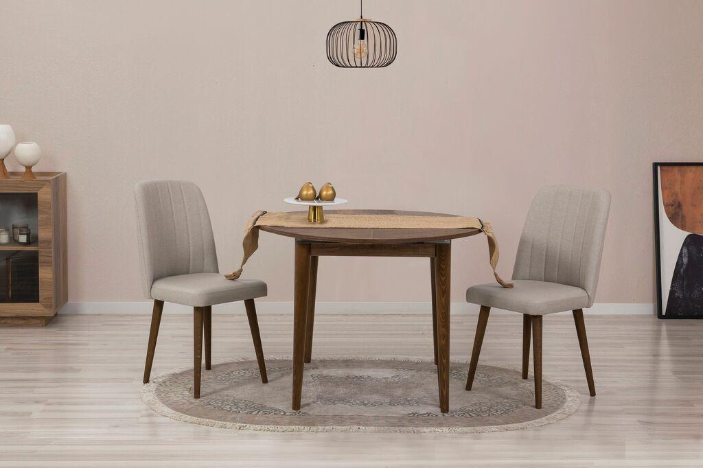 Комплет трпезариска маса Hanah Home и 2 трпезариски столчиња Vina 1005 3, орев