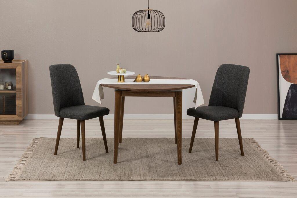 Трпезариска маса Hanah Home Set и 2 трпезариски столчиња Vinah 1053, даб