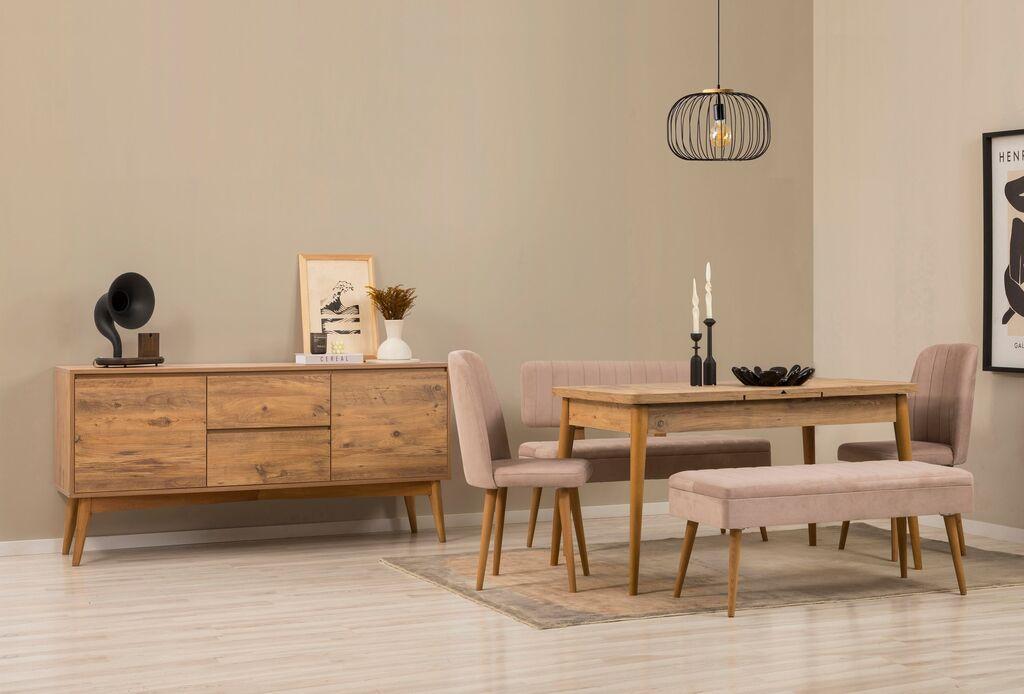 Трпезариски сет Hanah Home Vina Bench 04 1005, 6 дела, крем боја