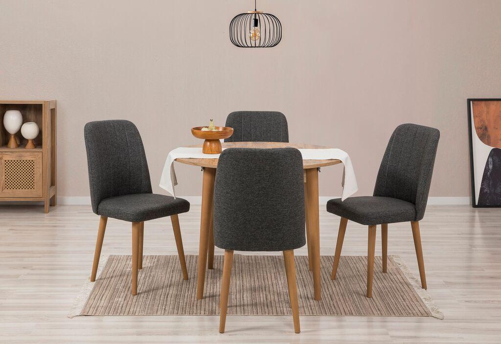 Hanah Home Комплет трпезариска маса и 4 трпезариски столчиња Vinah 1053, црна