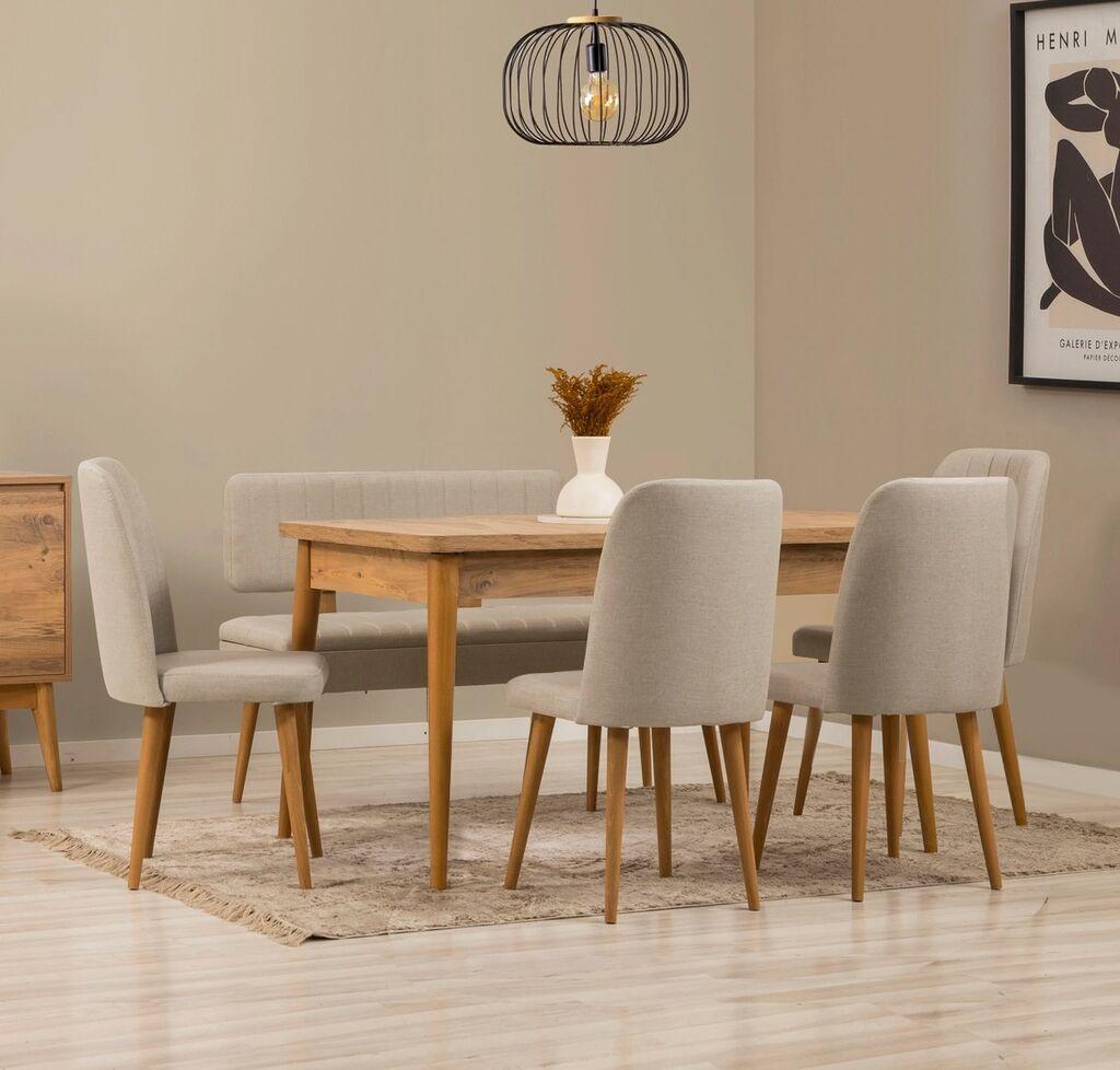 Hanah Home Гарнитура трпезариска маса и столчиња Вина, темно сива