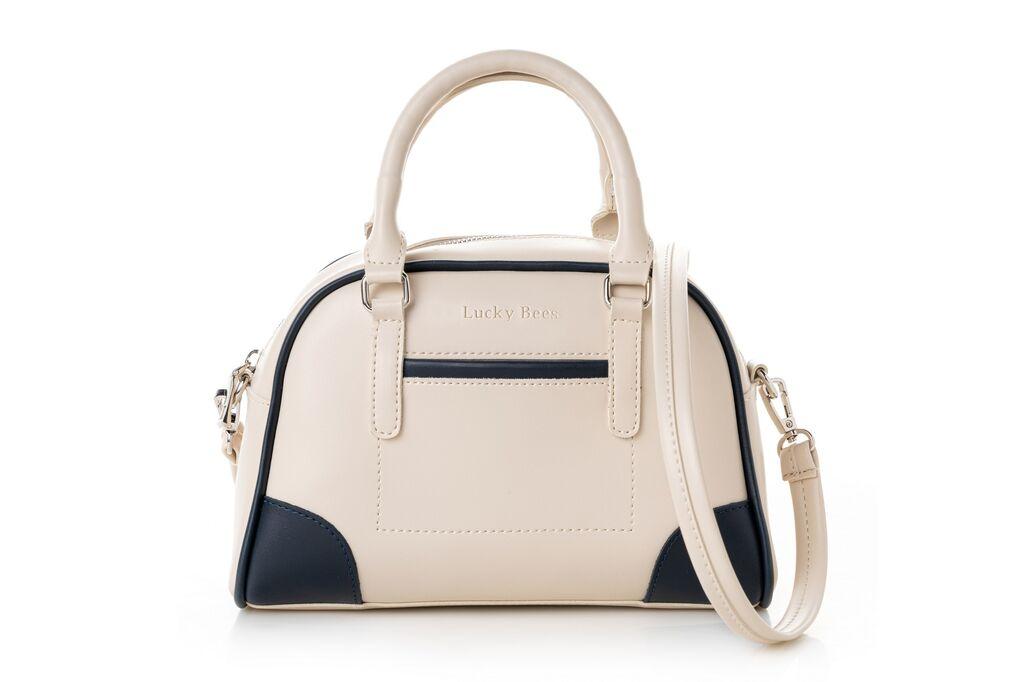 Женска чанта Lucky Bees 1282, кремасто-сина