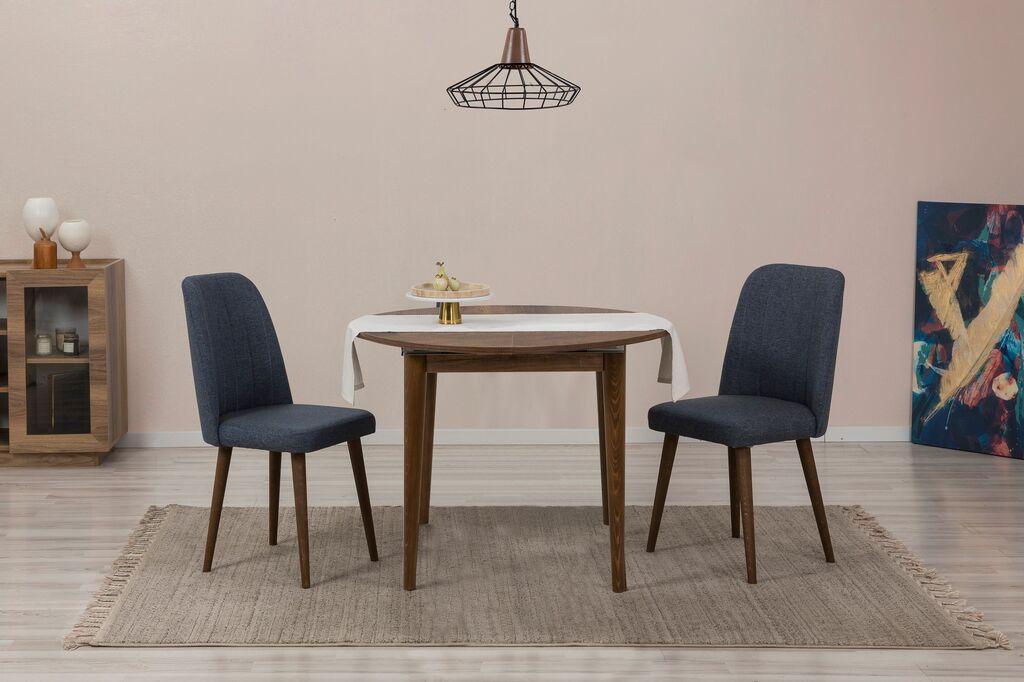Трпезариска маса Hanah Home Set и 2 трпезариски столчиња Vinah 1048, даб