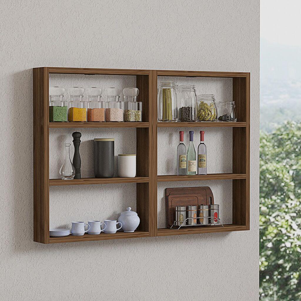 Dzидна полица Hanah Home Hexa, 84,6x60x9 см, боја на орев