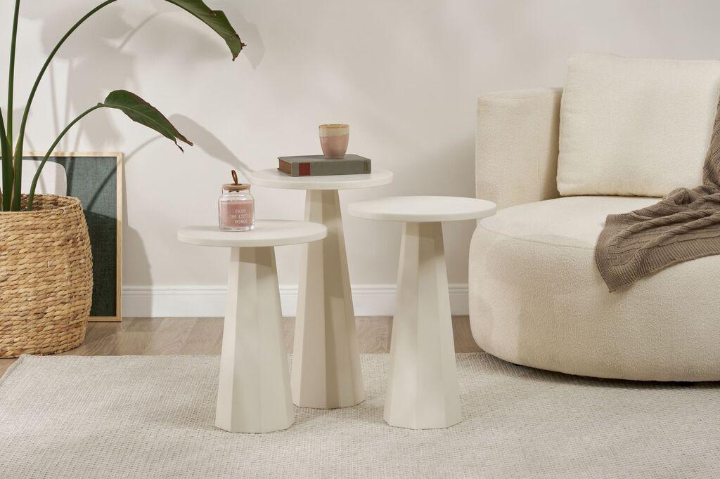 Hanah Home Комплет клуб маси, Lilyum, 3 парчиња, бели