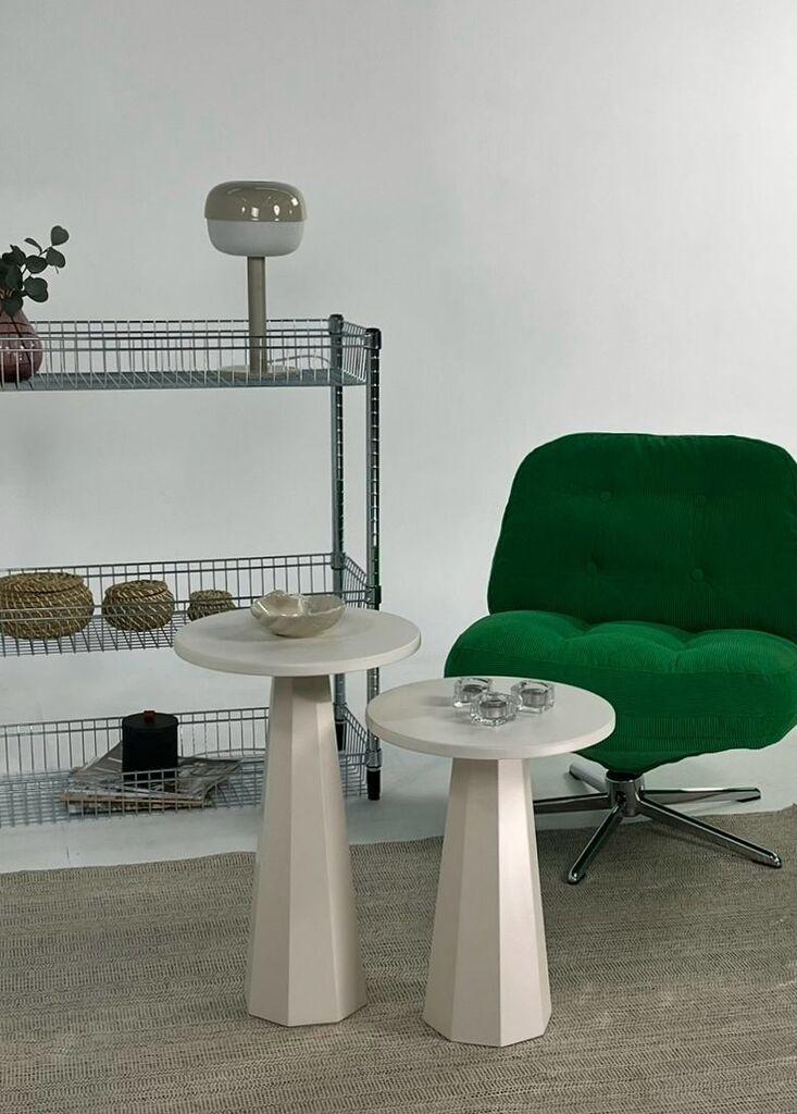 Hanah Home Комплет клуб маси, Lilyum, 2 парчиња, крем боја