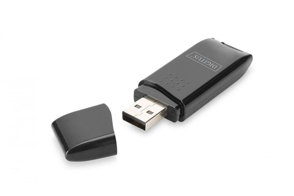 Digitus Читач за повеќе картицки USB 2.0 , црн