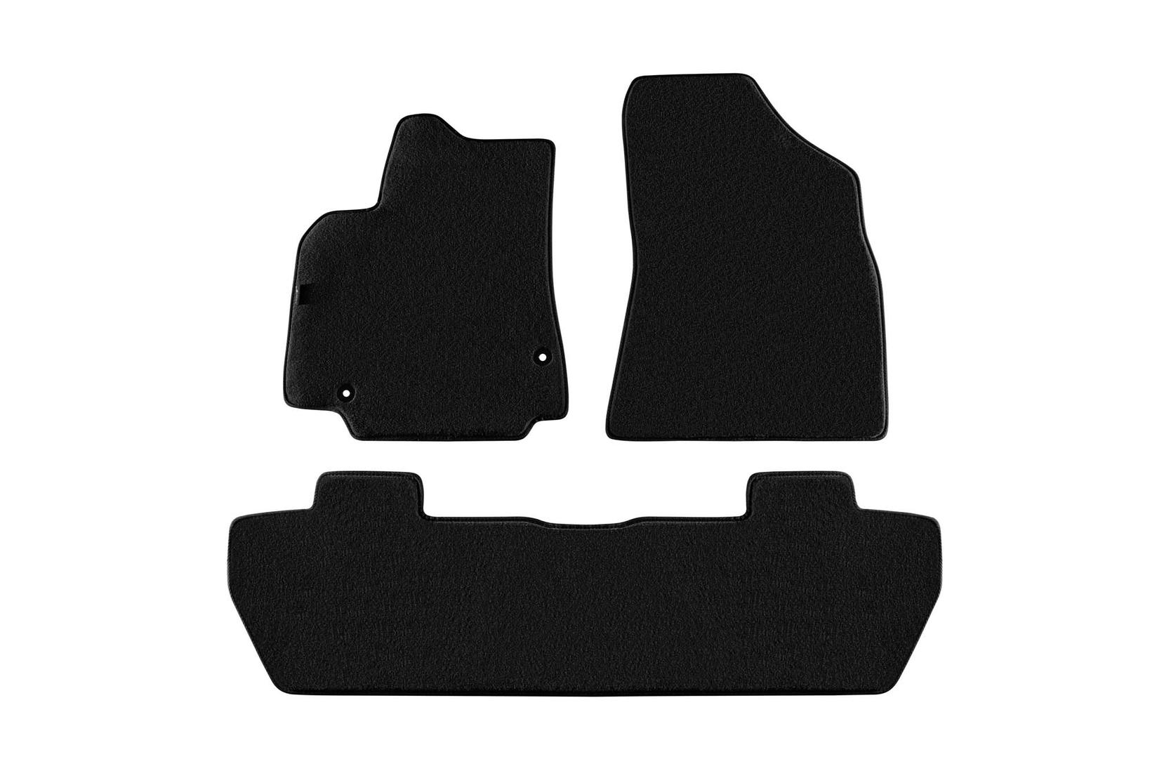 PETEX Платнени патосници за Peugeot Partner 5 места 2008-2018 година, 3 дела, црни, STYLE материјал