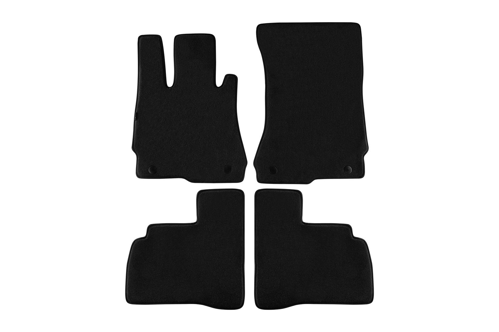 PETEX Платнени патосници за Mercedes S класа W221 2005-2013 кратка верзија, 4 дела, црни, материјал Style, захват B064