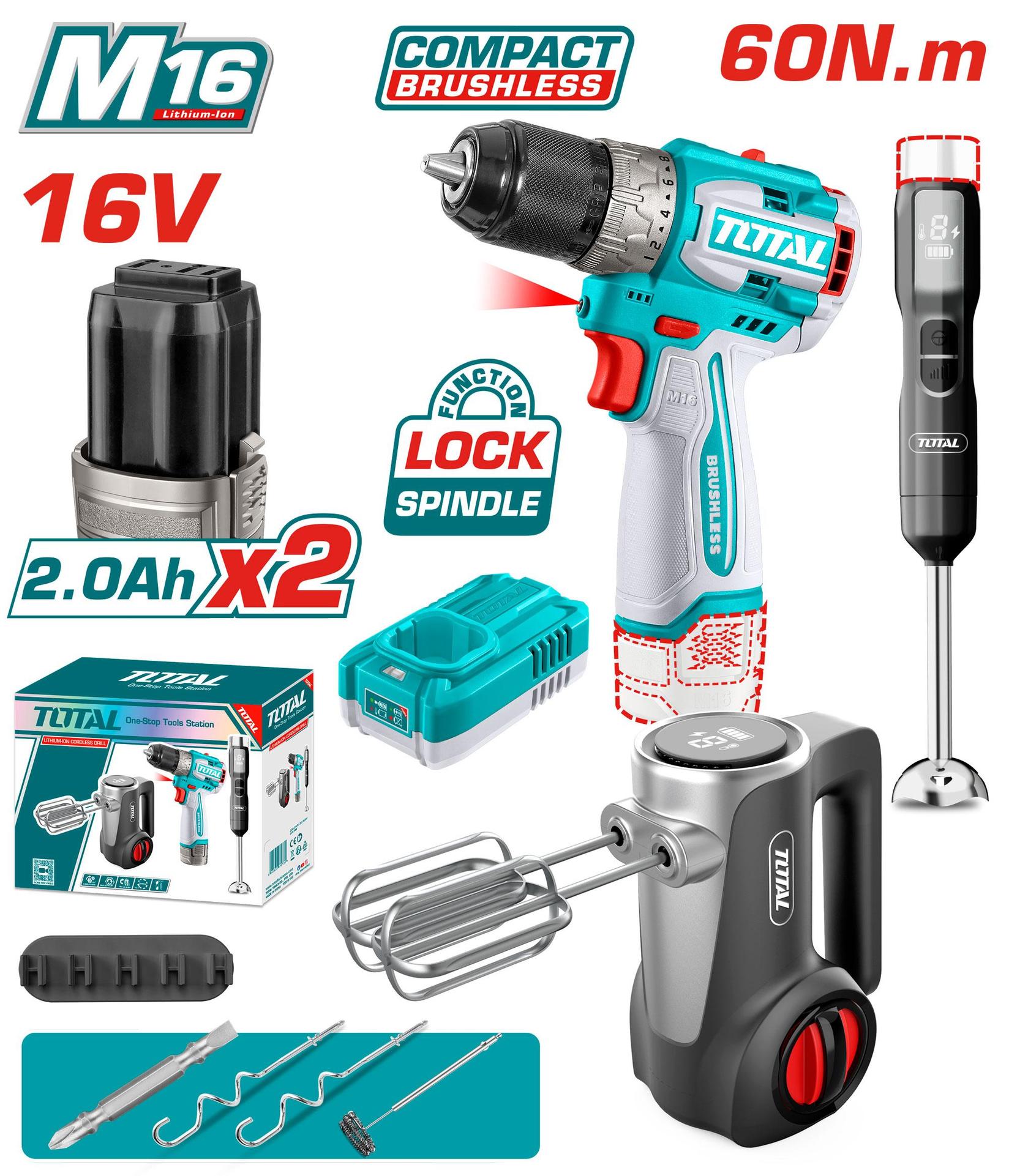 TOTAL Батериски комбо сет штрафилица - миксер - блендер TCKLI1638