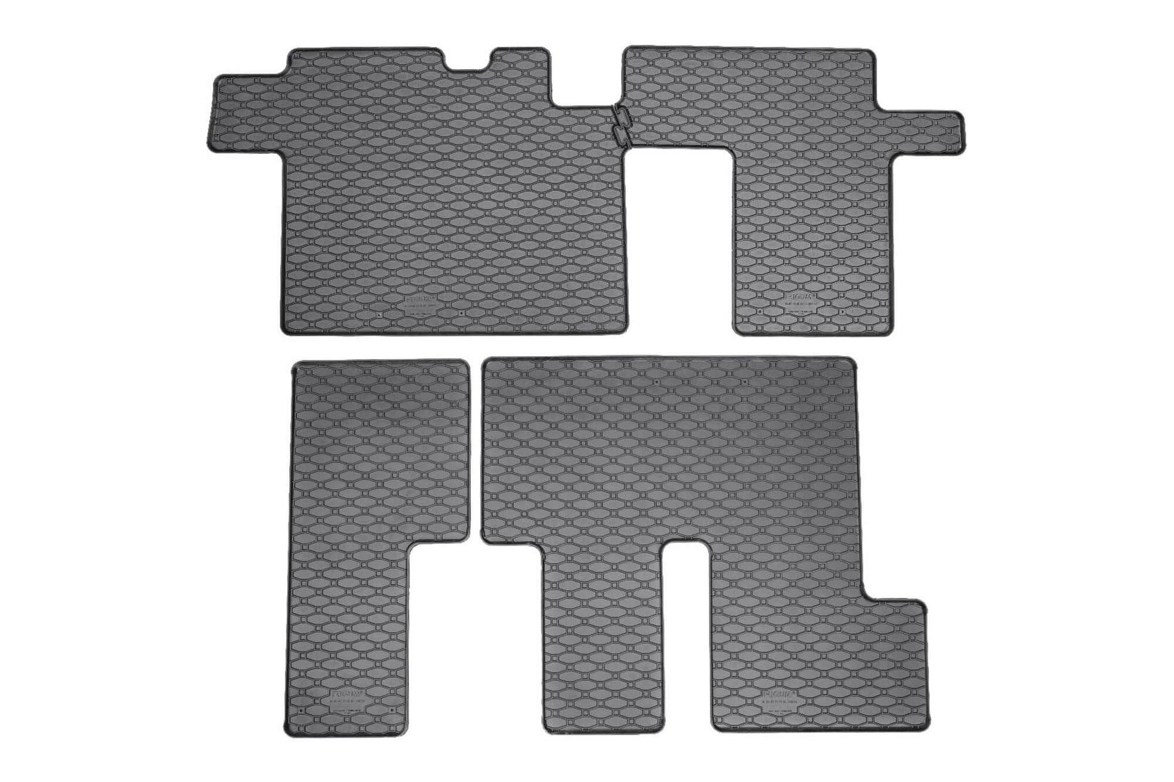 RIGUM Гумени патосници за Hyundai Staria втори+трети ред 9 места по 2022 година, 4 дела, црни