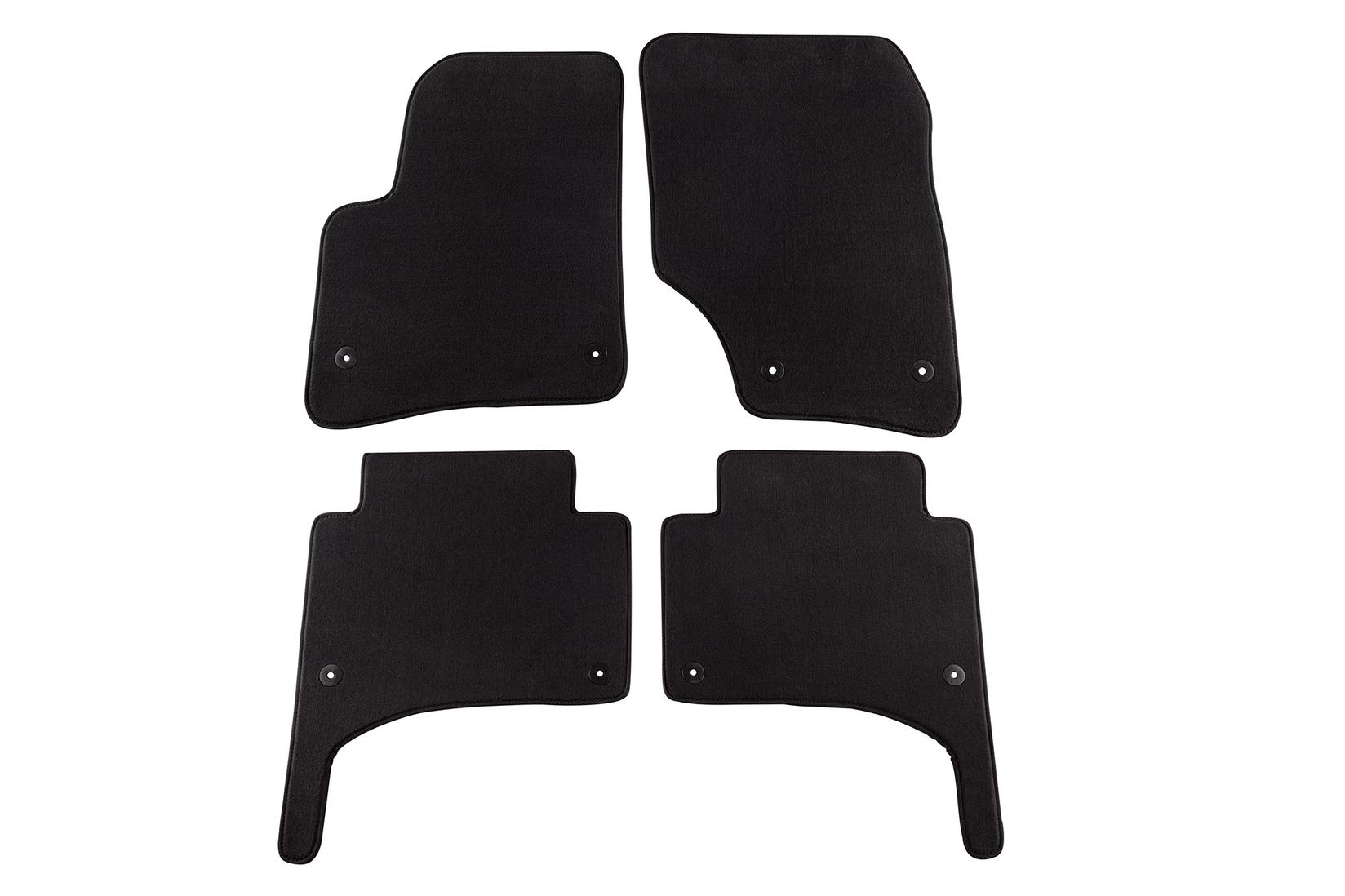 PETEX Платнени патосници за VW Touareg со округли отвори 11/2002-03/2010 година 4 делови црни (B018) Style материјал