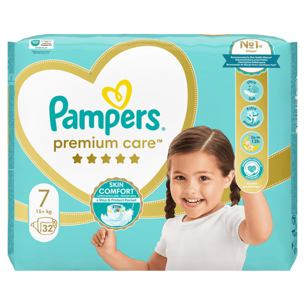 Pampers Пелени за Деца Бр.7 Premium Care 15+Кг 32 Парчиња