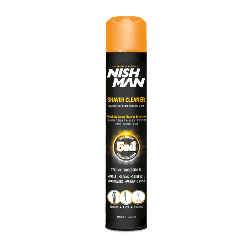 Nishman Спреј за чистење машинки Shaver Cleaner Cleaning Cooling And Lubricant Spray 400 ml 5in1