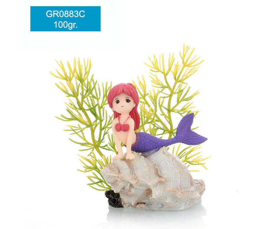 RS Керамика - Украс за во Аквариум Сирена на Школка 7.9Х9.5Х6cm.-Рс