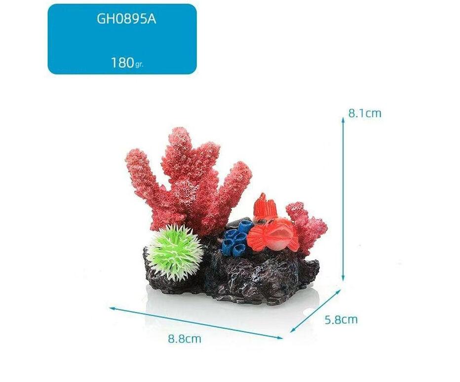RS Керамика - Украс за во Аквариум Корал со Риба 8.8Х5.8Х8.1cm.-Рс