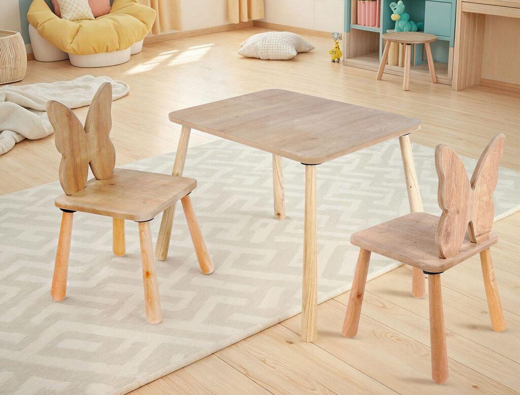 Детска маса Hanah Home и 2 столчиња BLTYZ-AKTV062-1, дабова боја