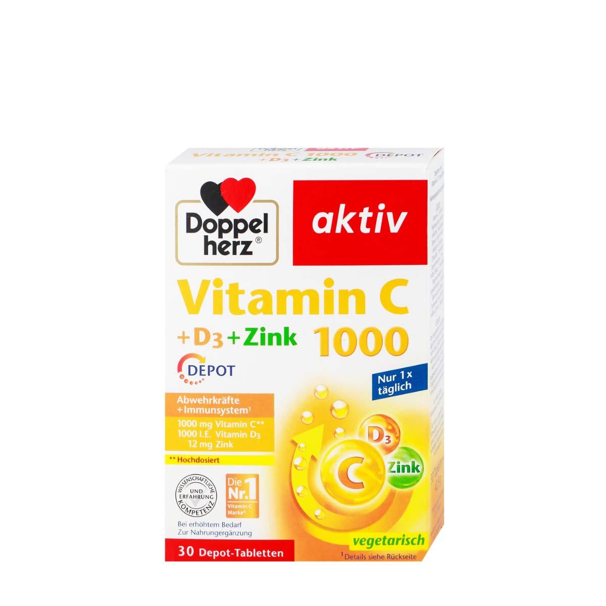 Doppel Herz Vitamin C 1000 D3 цинк, 30 таблети