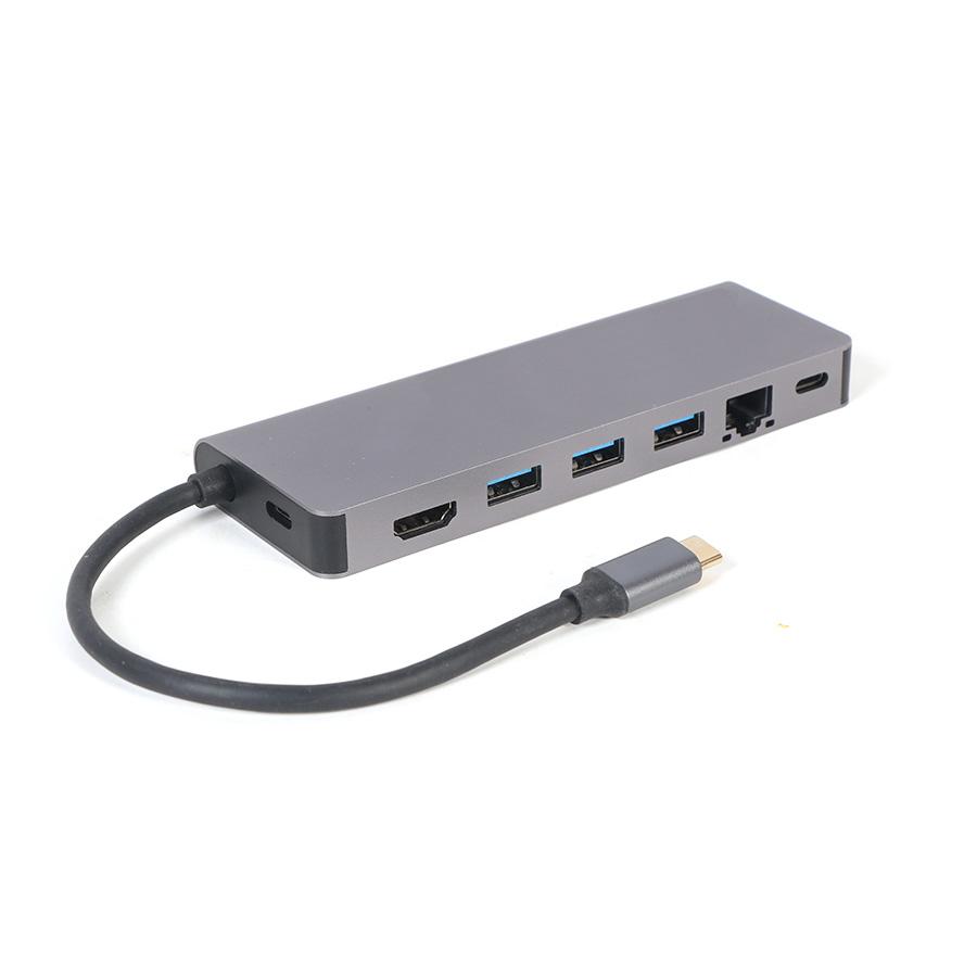 Docking station USB Адаптер Type-C 5-во-1, multi-port Адаптер Hub + HDMI + PD + Читач на картица + LAN