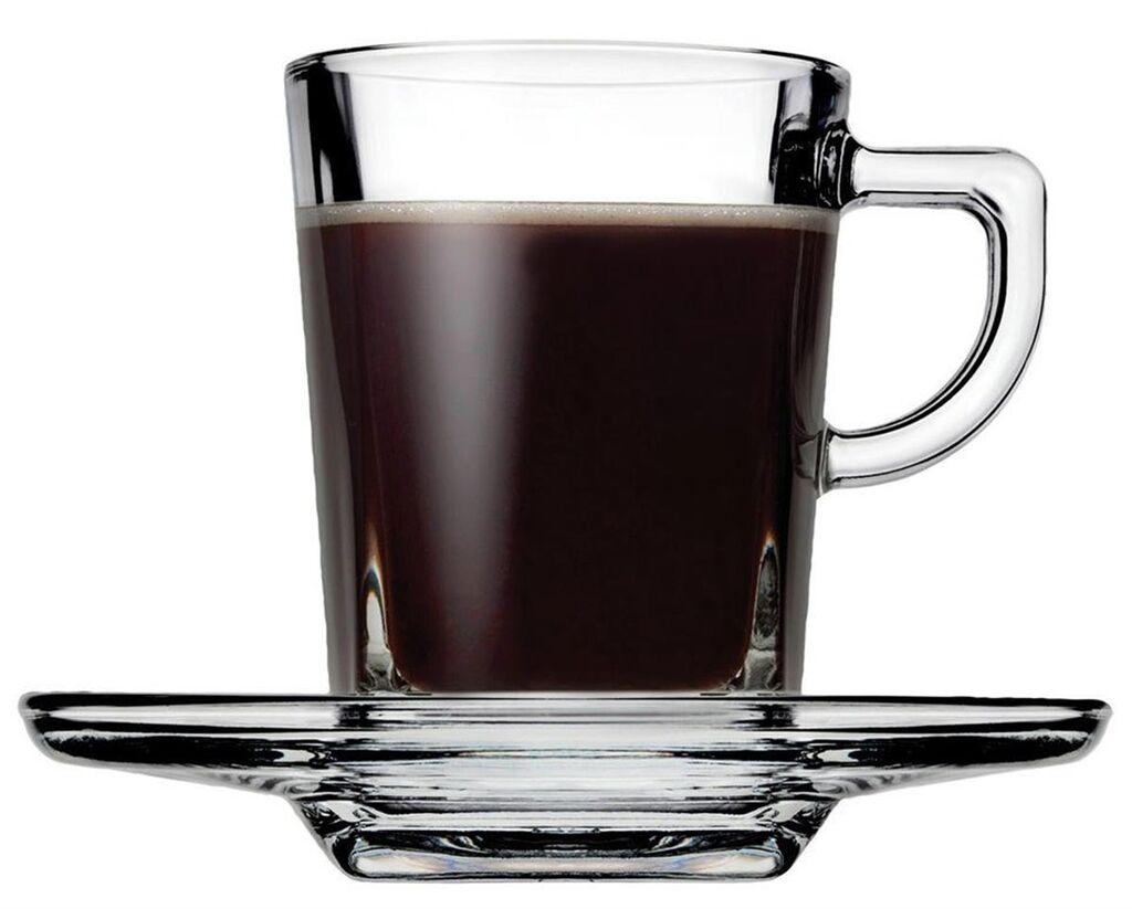 Pasabahce Сет од 6 чаши и 6 тацни