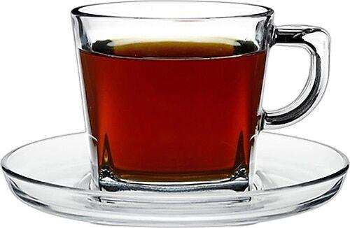 Pasabahce Сет од 6 чаши и 6 тацни