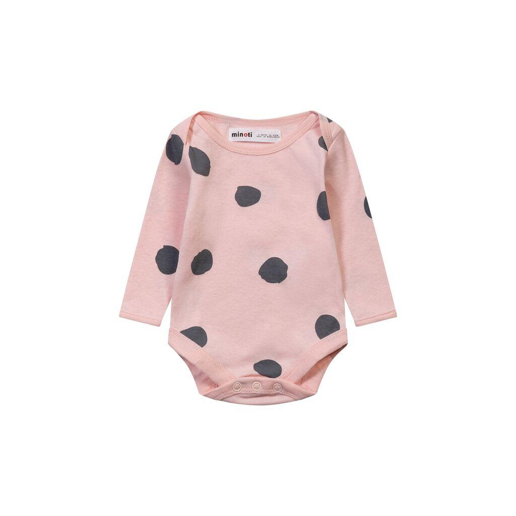 Minoti Боди со долг ракав Dots Pink