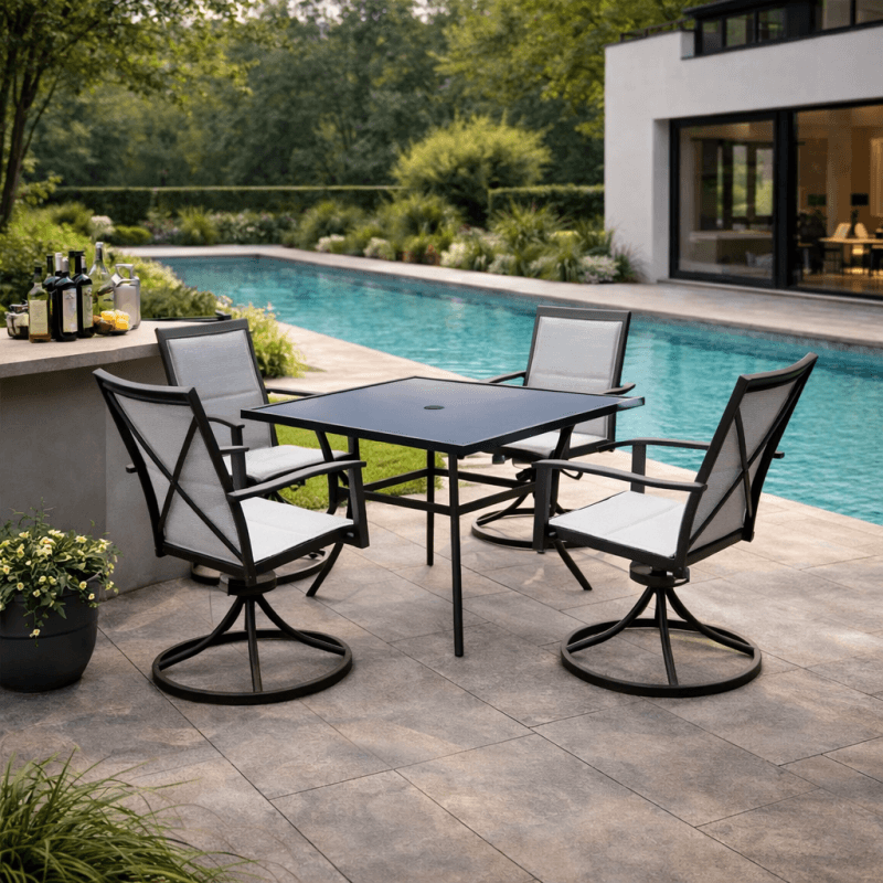 VERANO PREMIUM Сет маса + 4 вртливи столици HY-002 (Мрежа)