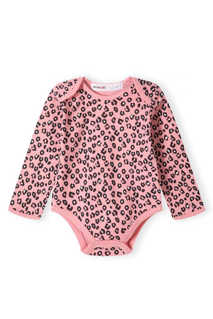 Minoti Боди со долг ракав Leopard pink