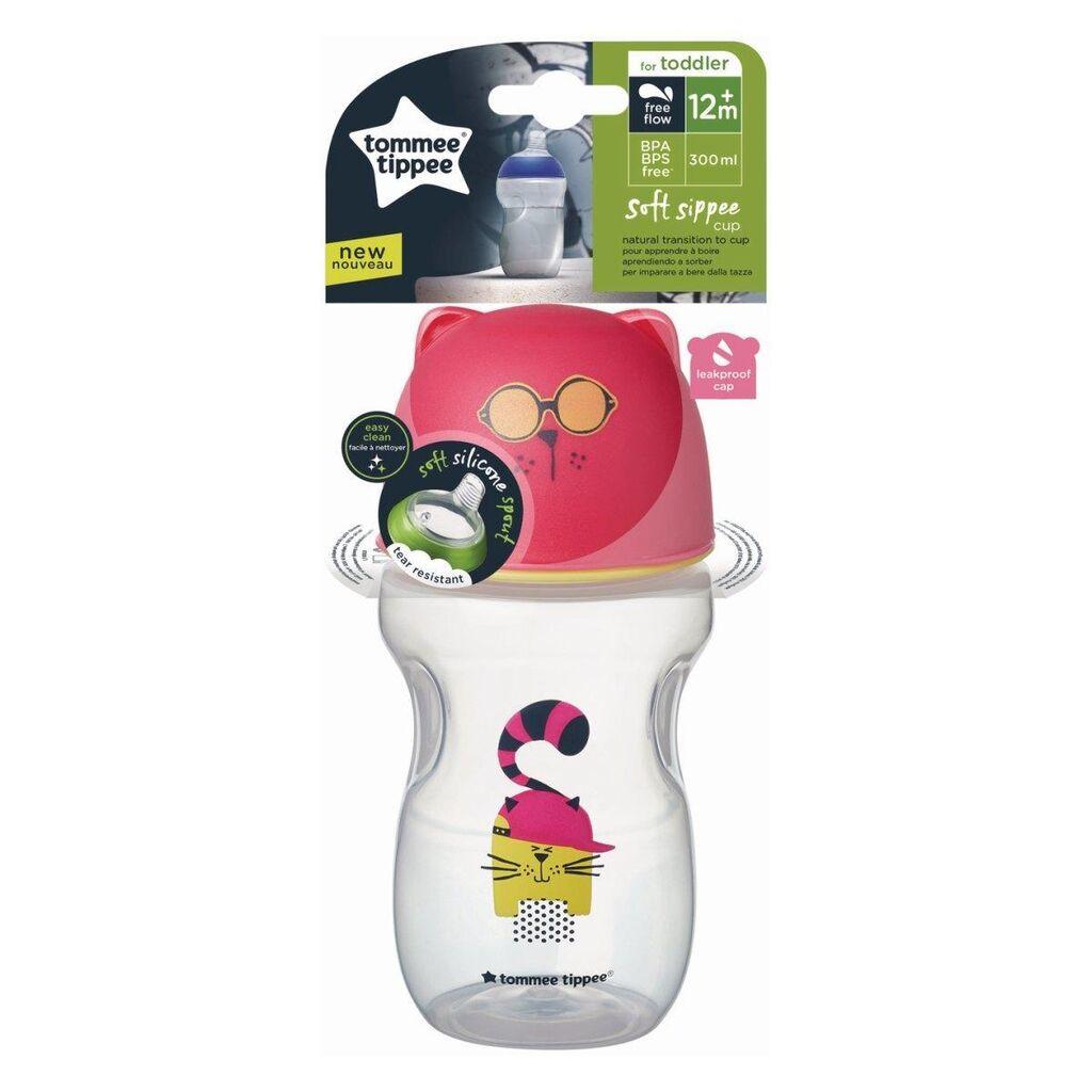 Tommee Tippee Шише со клунче Soft Sippee Мека сипа девојка, 300мл, 12м +