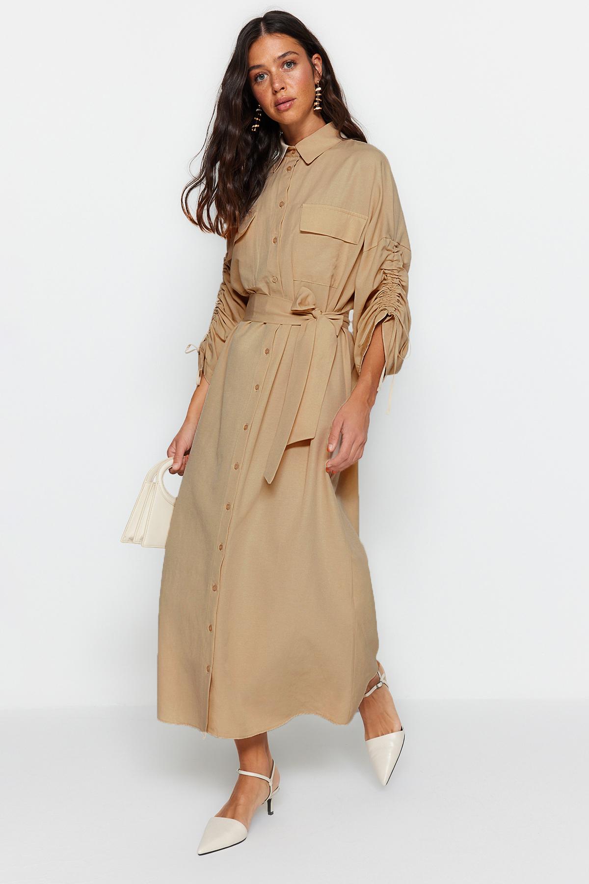 Trendyol Женски Фустан Крем