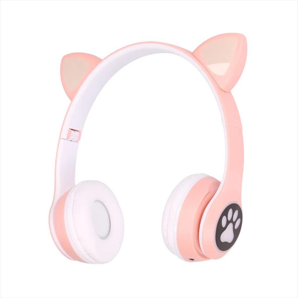 Extralink Слушалки Бежични Kids Cat-Ear, Розеви, Rgb Bt 5.0