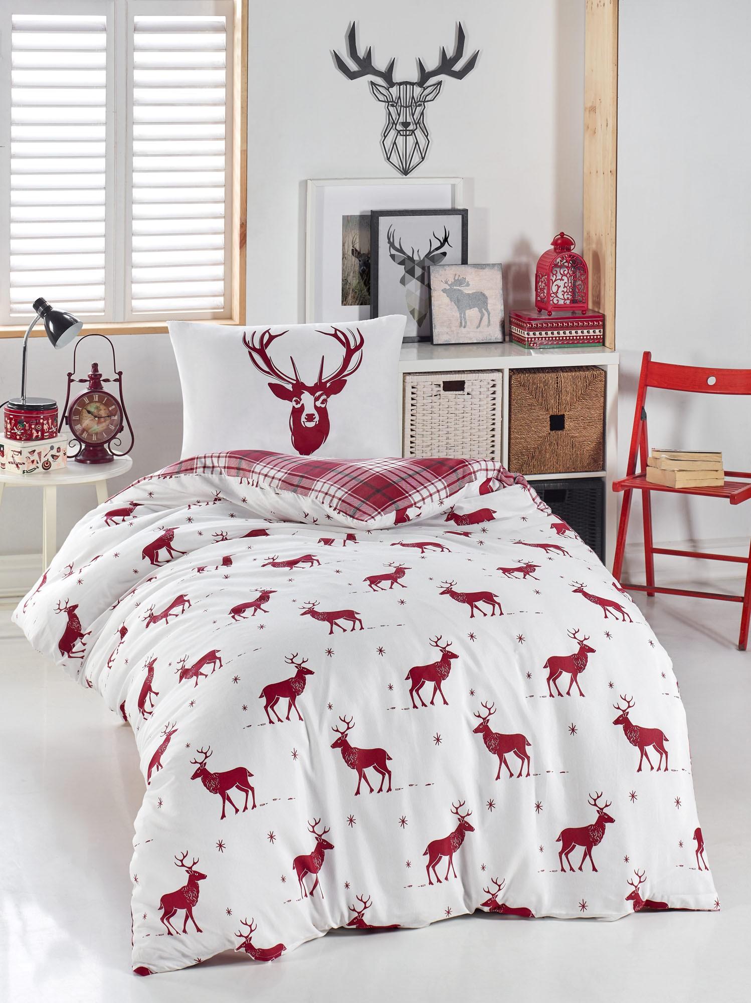 L'essentiel Maison Комплет Постелнина единечна Geyik, 140x200cm, Црвена