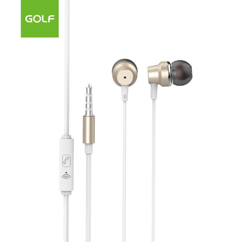 Golf Стерео Слушалки со микрофон 3.5mm 4-полен конектор златни, GF-M26