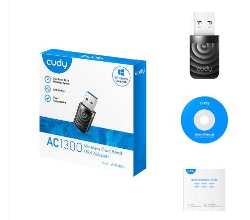 Cudy Wi-Fi USB 3.0 гигабитен адаптер AC1300 WU1300S 2.4+5GHz