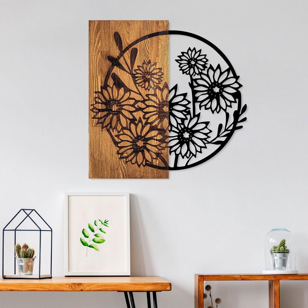 Wallity dzидна декорација Цвеќиња 1, 57 x 57 см, кафеава