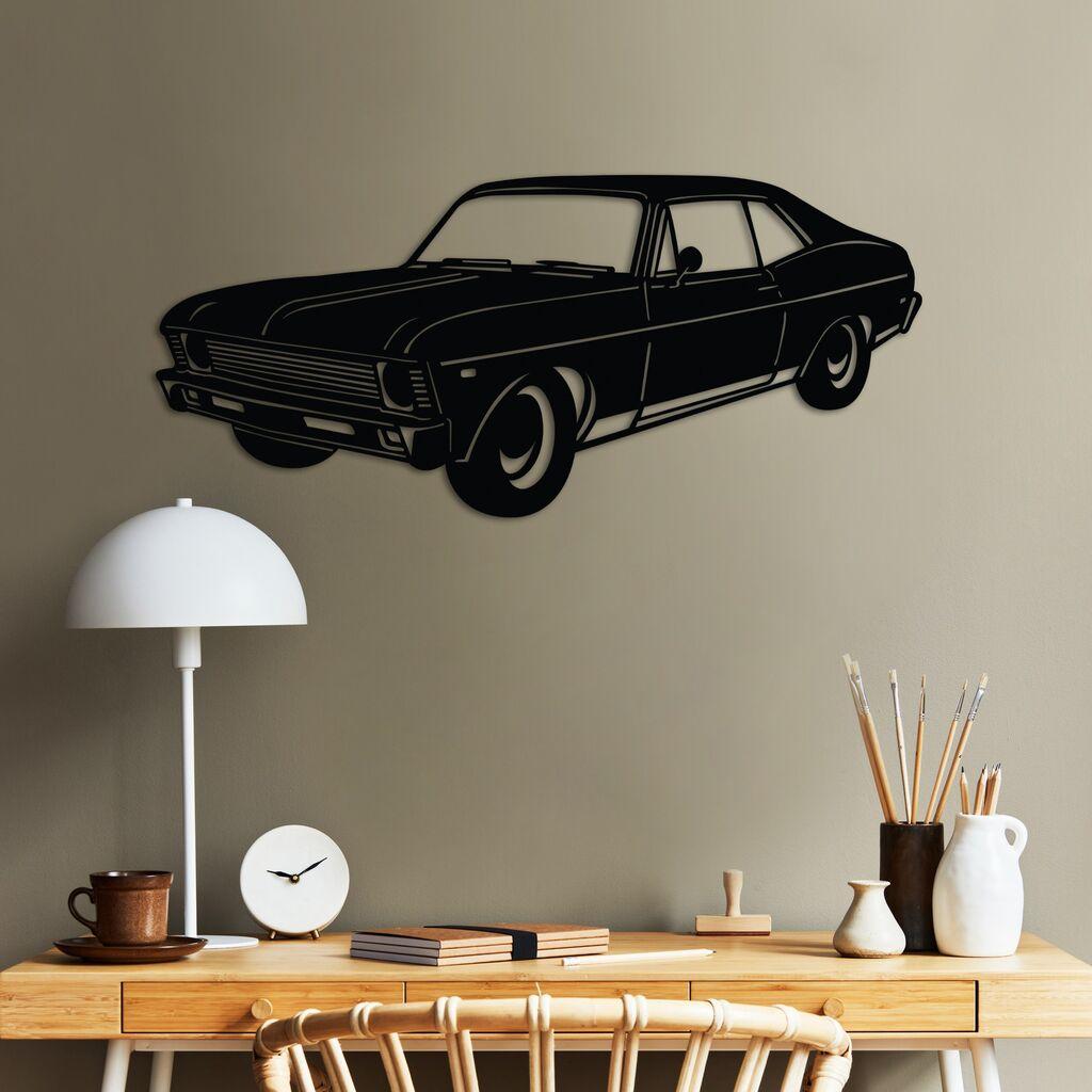 Wallity декорација за dzид Chevrolet Nova 1972 Classic Sedan, 60 x 27 cm, црна