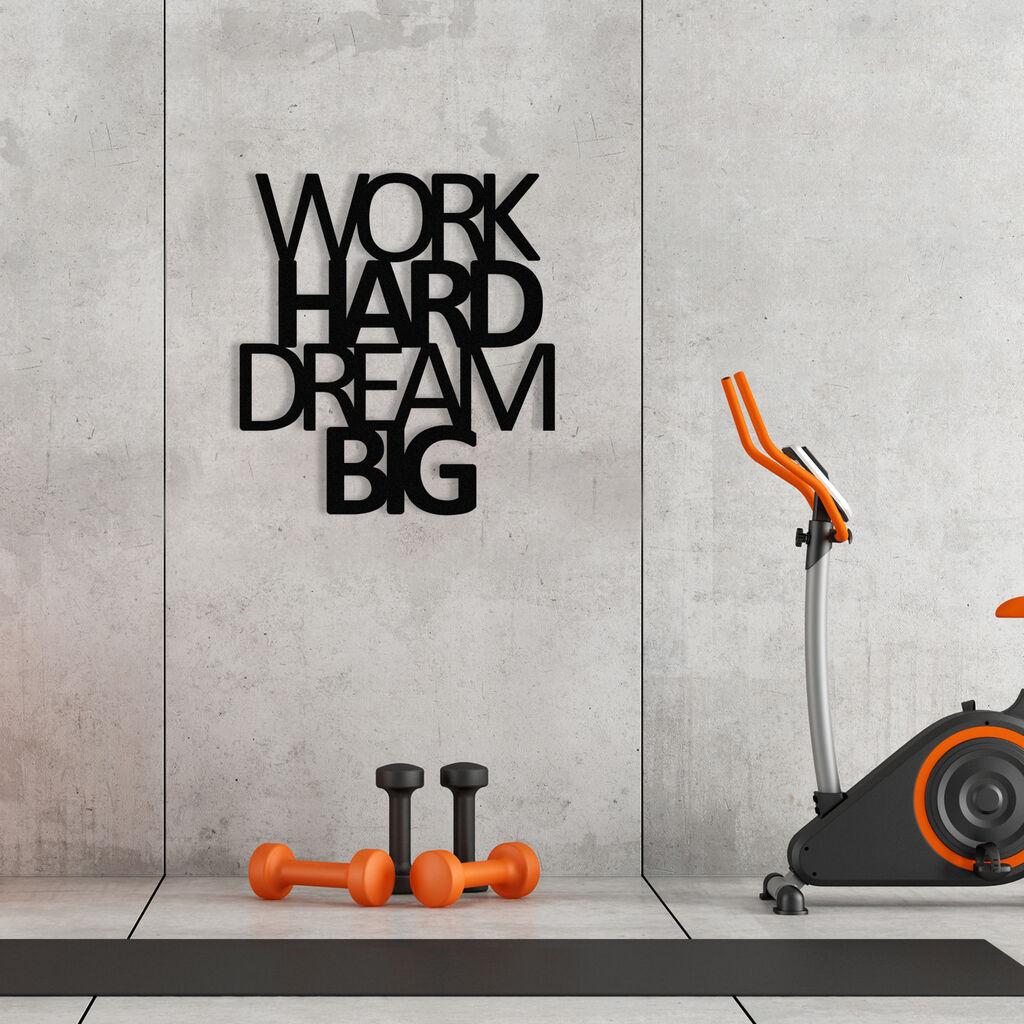 Wallity dzидна декорација Work Hard Dream Big метална декорација, 65 x 70 см, црна