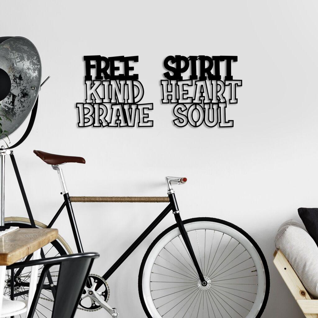 Wallity декорација за dzид „Срце Храбра душа", 62 x 27 см, црна