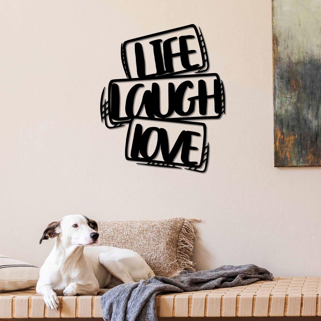 Wallity декорација за dzид Life Laugh Love, 40 x 47 см, црна