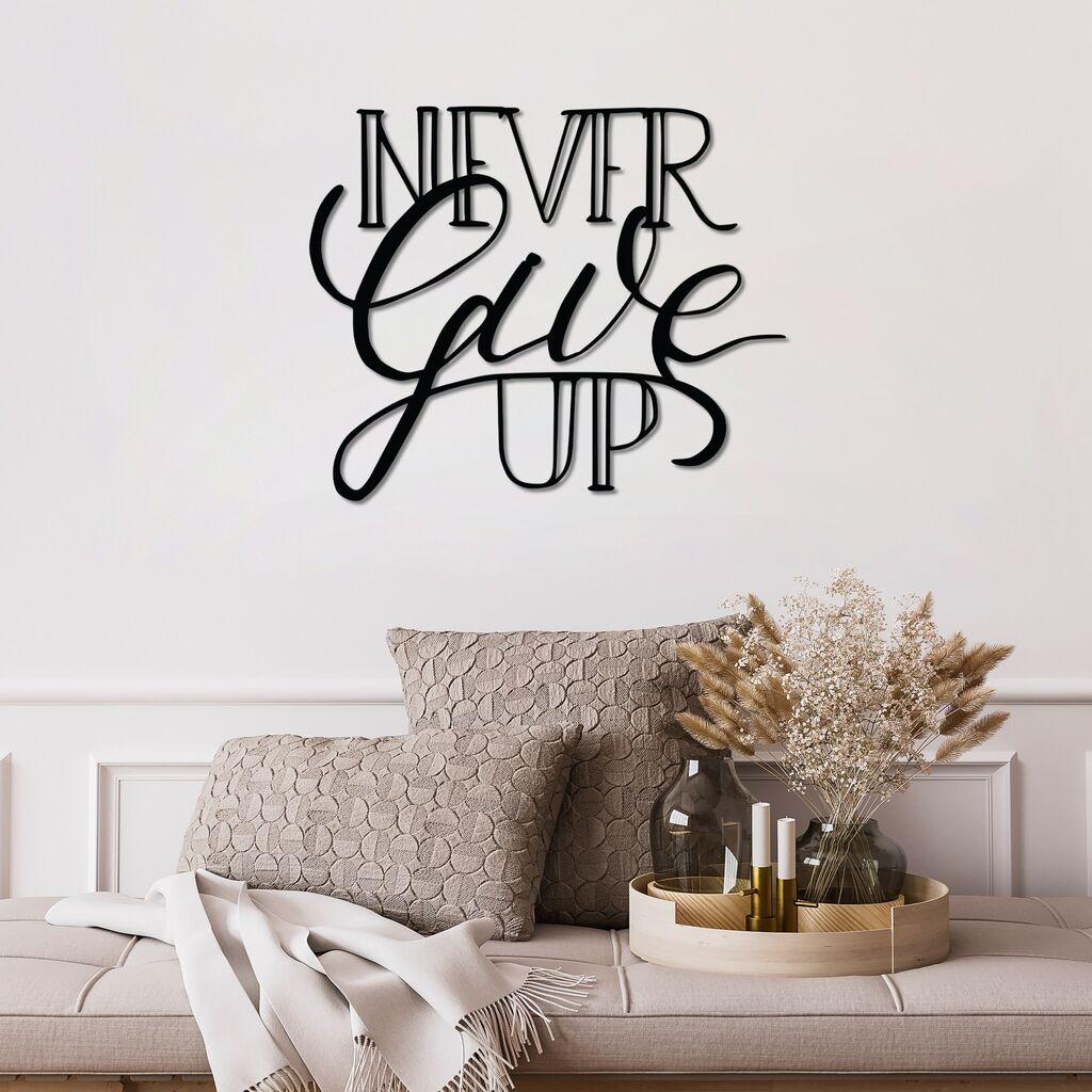 Wallity декорација за dzид „Никогаш не се откажувај", 55 x 46 см, црна